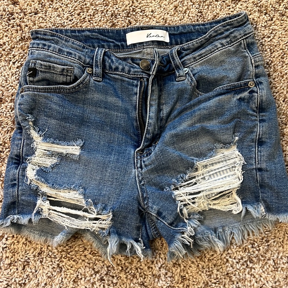 Distressed KanCan denim shorts size M